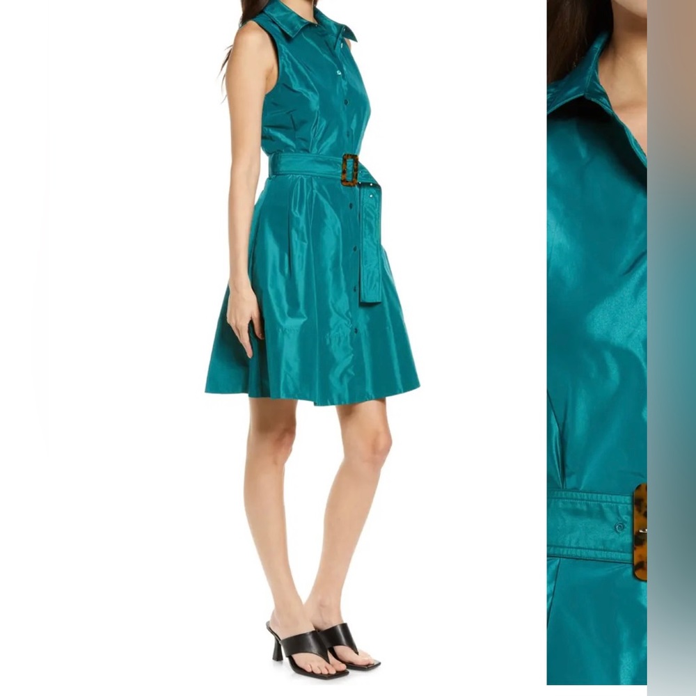Staud Belted Satin Shirtdress